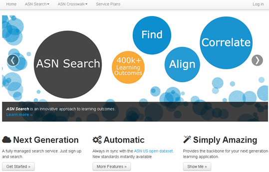 New Web Service ASN  Search Achievement Standards Network